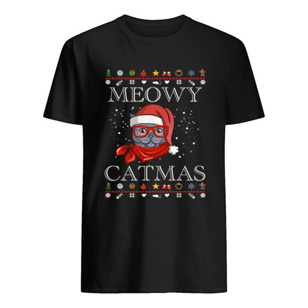 Meowy Happy Christmas Cat Lover Gift Tshirt